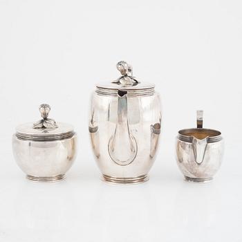 Kaffeservis, 3 delar, silver, Guldsmedsaktiebolaget (GAB), 1944.