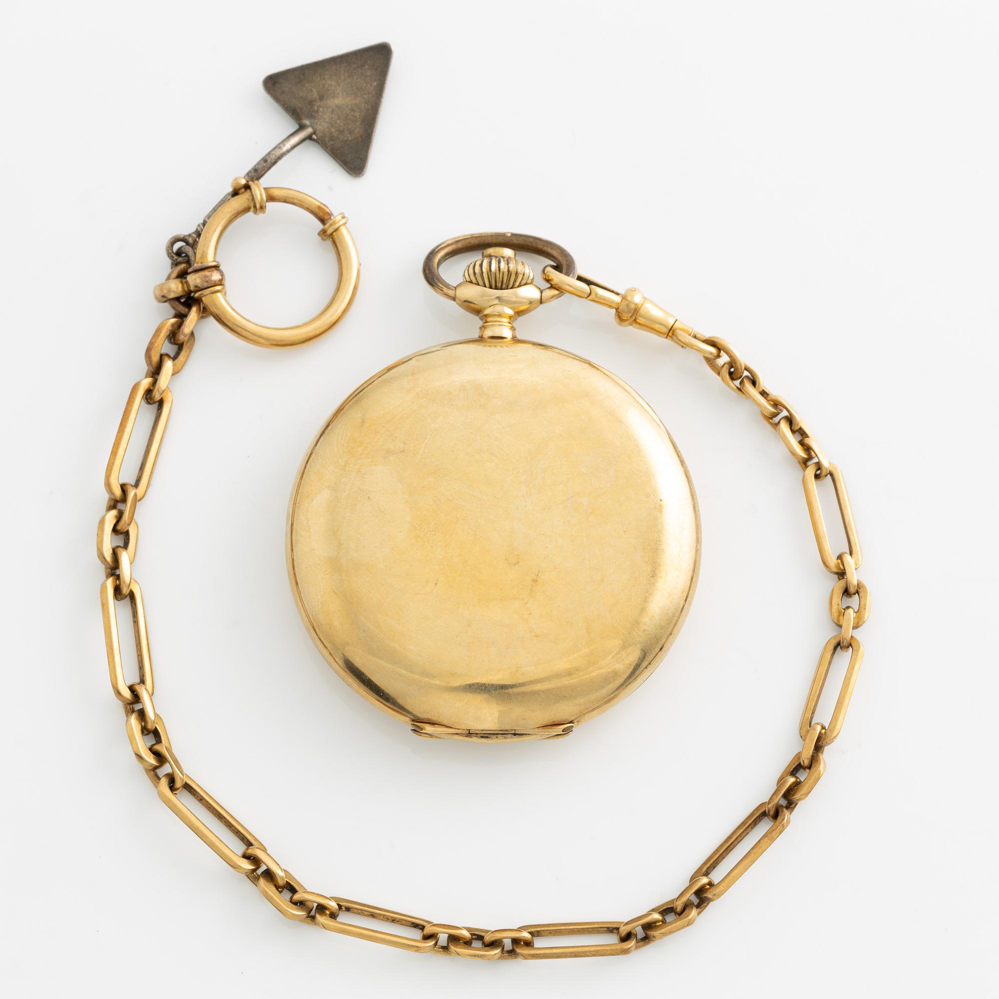 Viking, fickur 14k guld samt länk 18k guld, savonett, 51,5 mm.