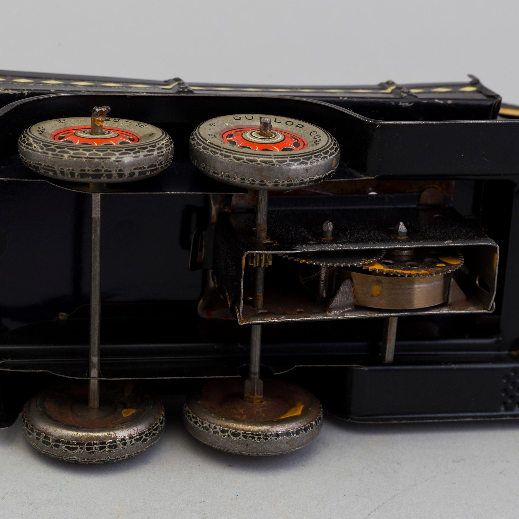 LEKSAKSBIL, lastbild med släp, plåt, märkt Dunlup Cord.