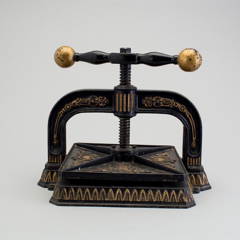 VÄXTPRESS, gjutjärn, omkring år 1900.