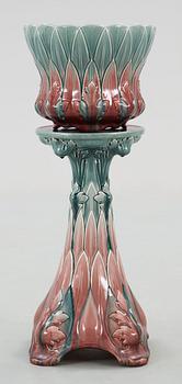 PIEDESTAL MED YTTERFODER, flintgods, jugend, Rörstrand, tidigt 1900-tal.