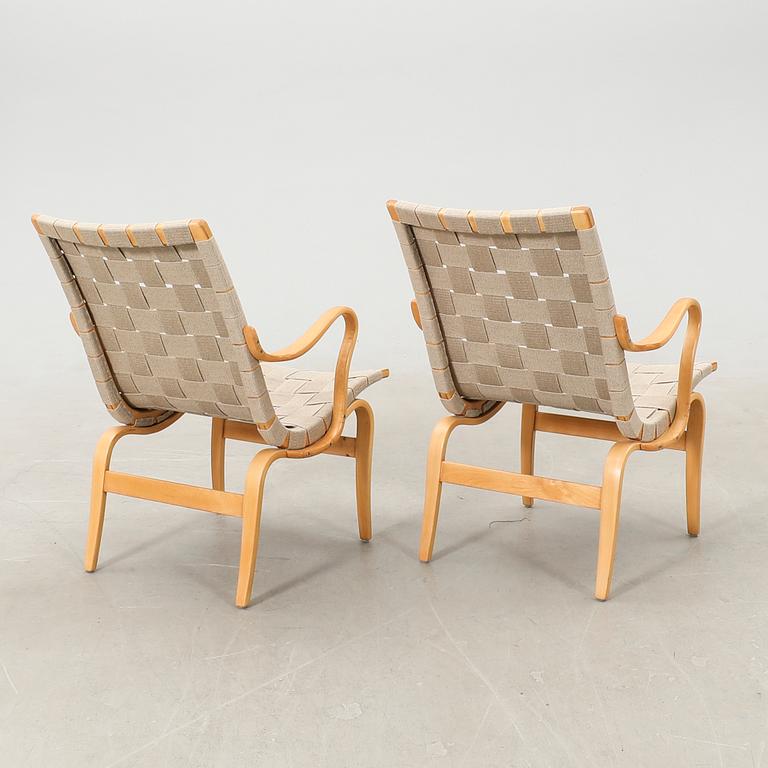 Bruno Mathsson, armchairs, a pair, "Eva", Firma Karl Mathsson, late 20th century.