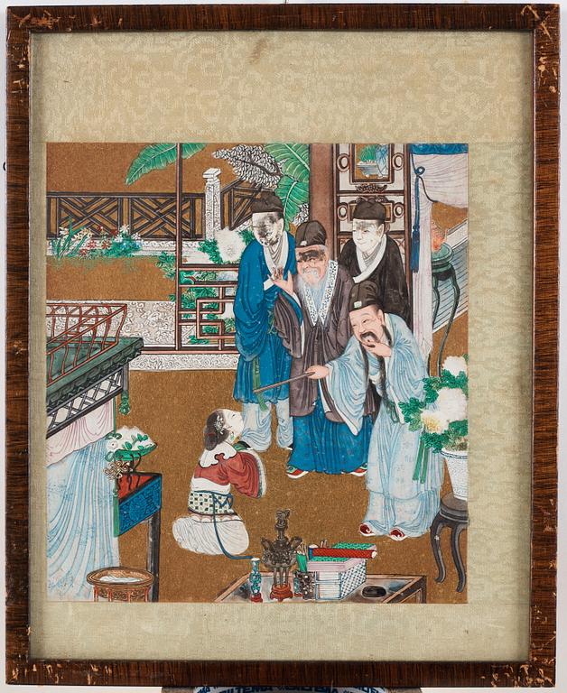 A set of nine Chinese watercolours by unknown artist, 19th Century.