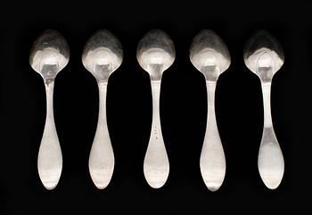 MATSKEDAR, 5 st, silver, Johan Carlsson, Ulricehamn, 1813. Tot ca 240 g.