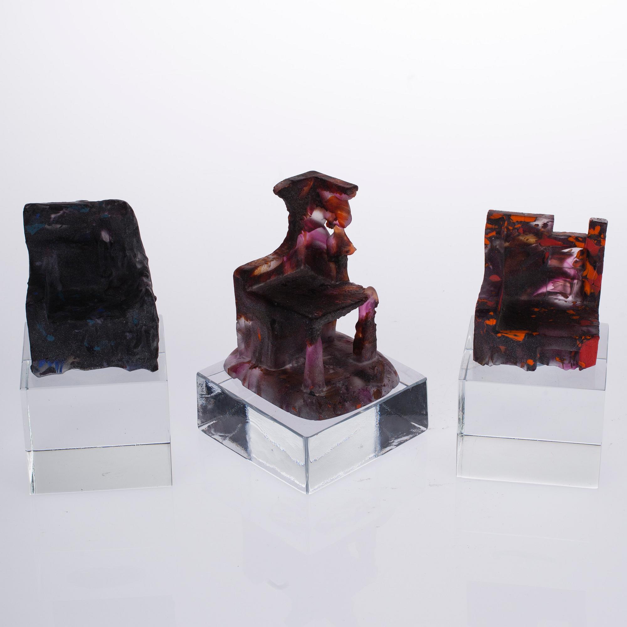 TARU SYRJÄNEN, glasskulptur, 3 st.