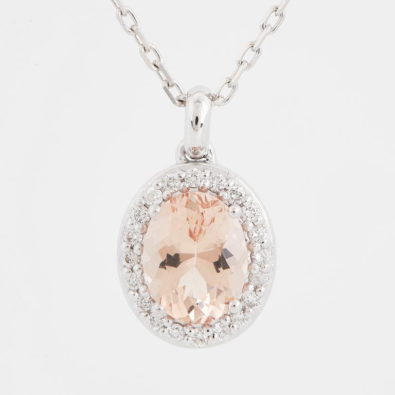 morganite and brilliant-cut diamond necklace.