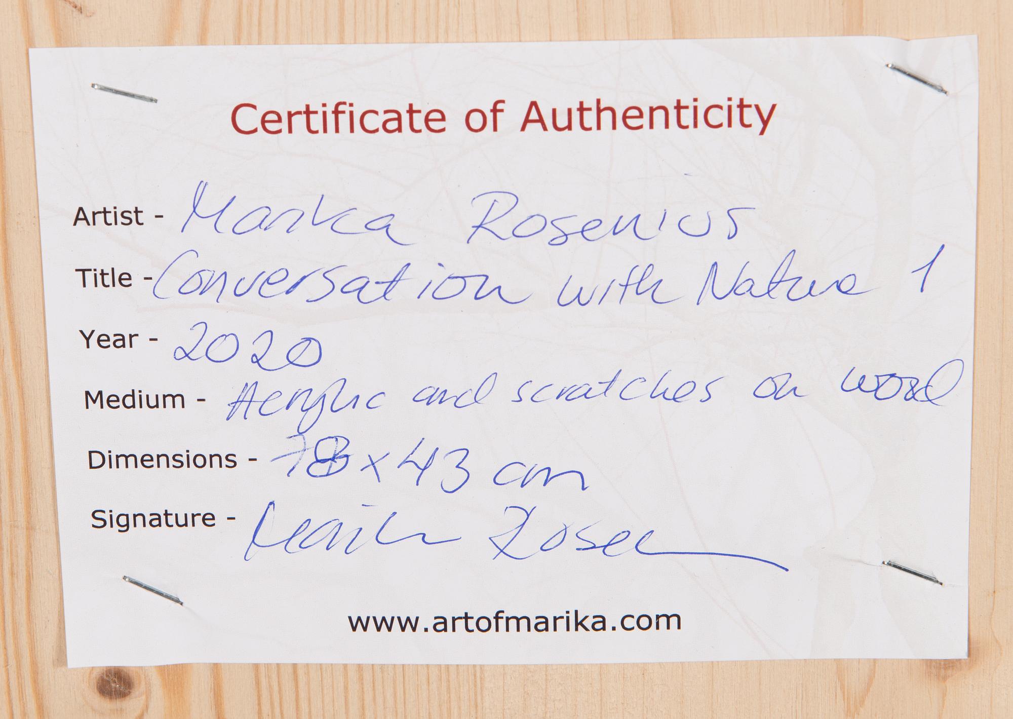 Marika Rosenius, raaputustekniikka ja akryyli puulle, signeerattu.