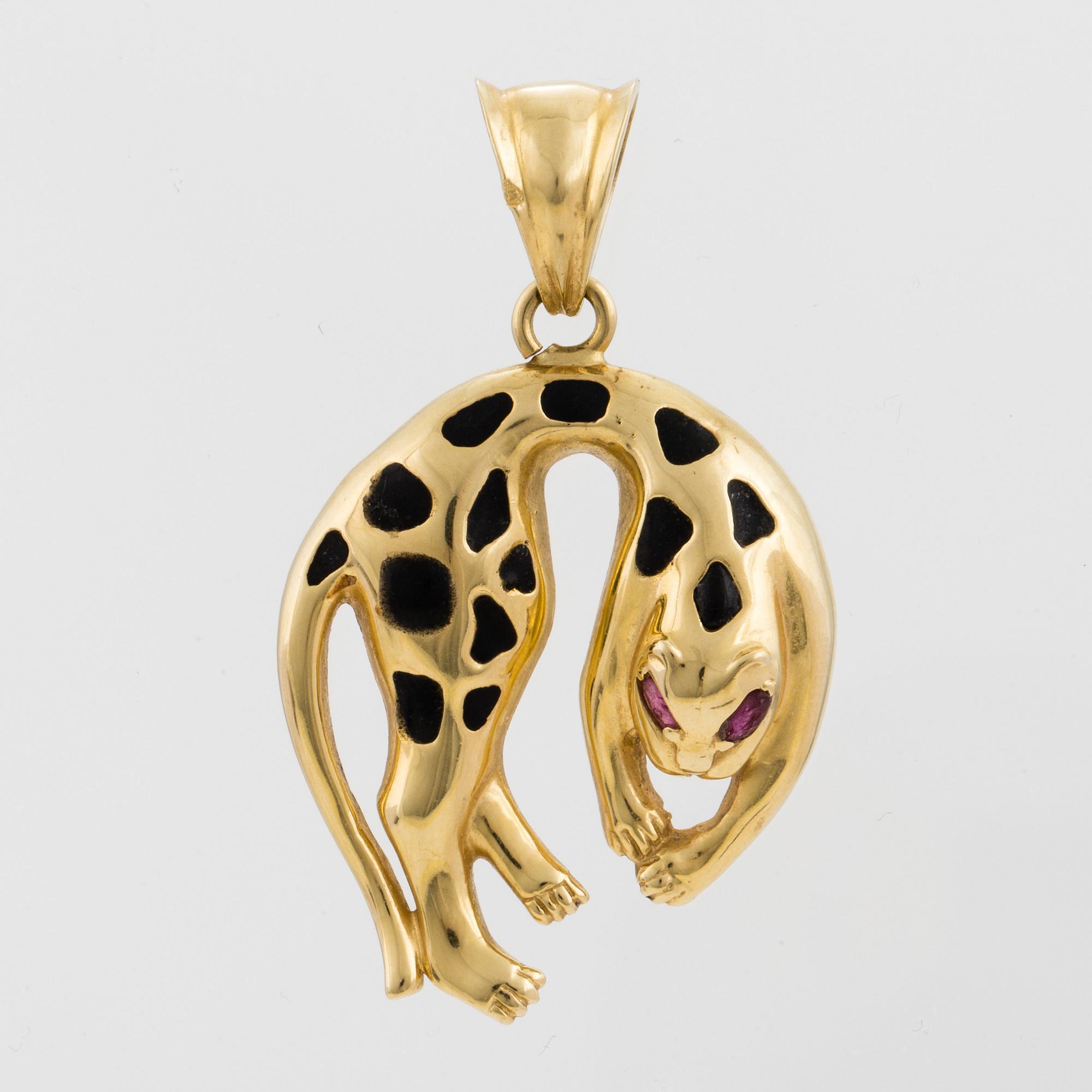 A pendant in the shape of a leopard.