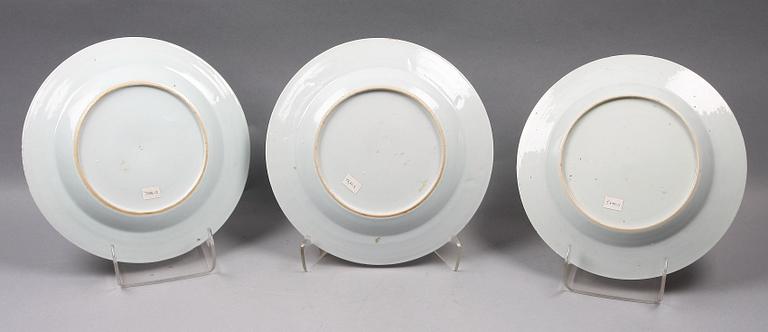 TALLRIKAR, 6 st, porslin. Qing dynastin. Qianlong (1736-95).