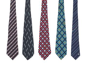 390. A set of five silk ties by Christian Dior, Celine, Yves Saint Laurent.