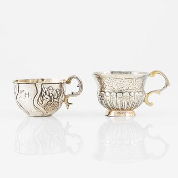 Two Russian Silver Cups, 18th century.