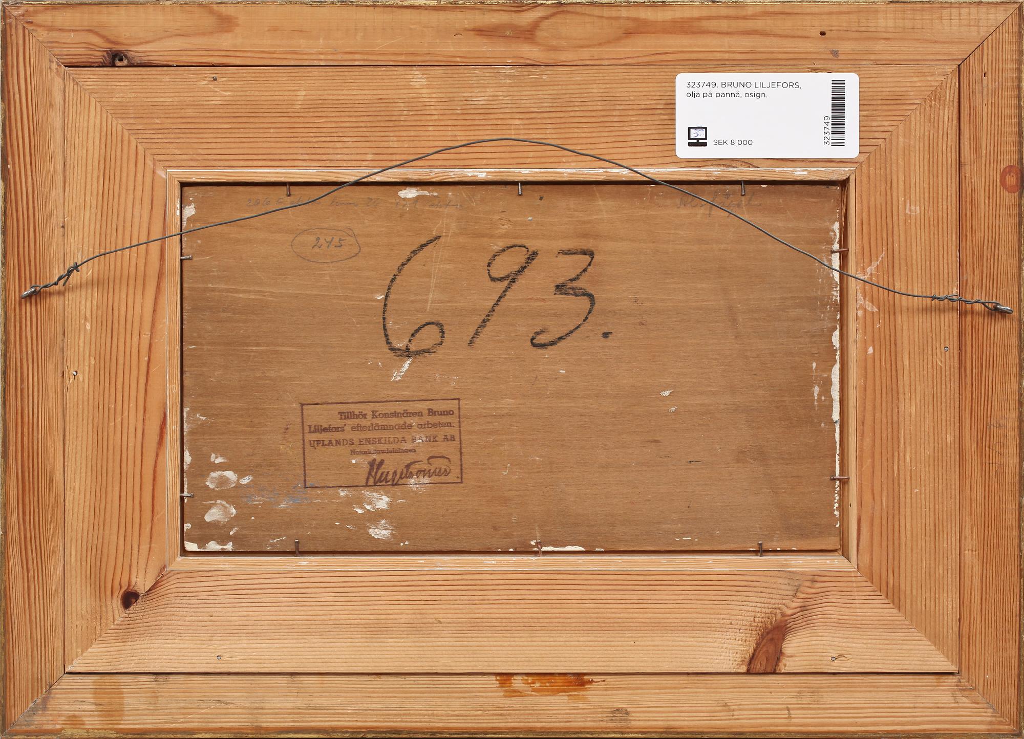 BRUNO LILJEFORS, olja på pannå, osign.