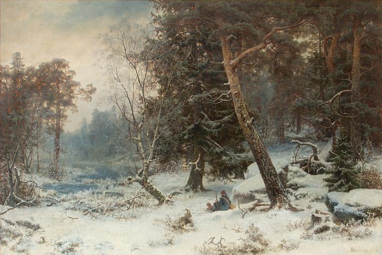Oscar Törnå, Hunter in a Winter Landscape.