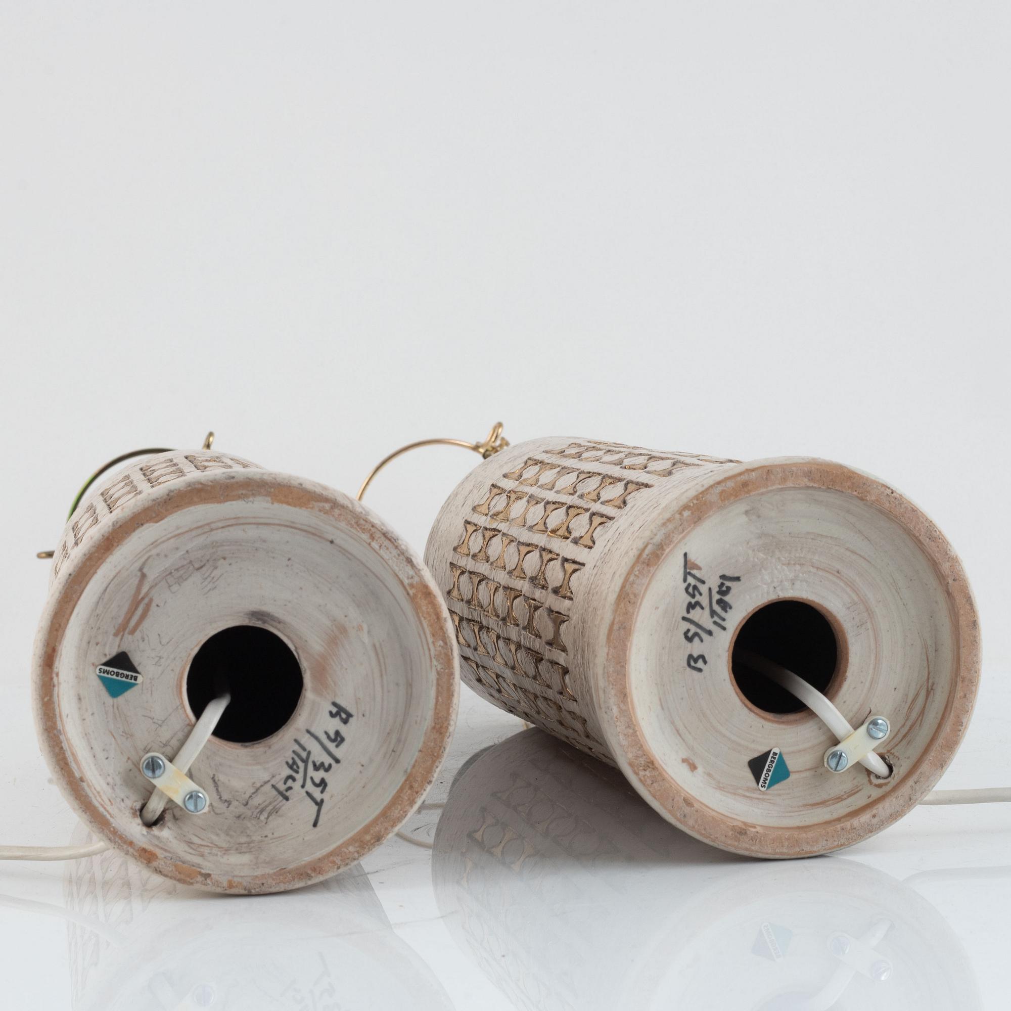 Bordslampor,
ett par Bitossi, Italien, för Bergboms.