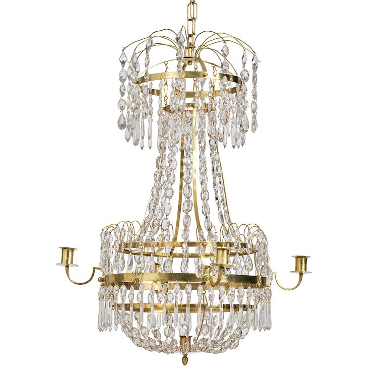 Ljuskrona, för fem ljus, Sverige, 1700-talets slut, Sengustaviansk.