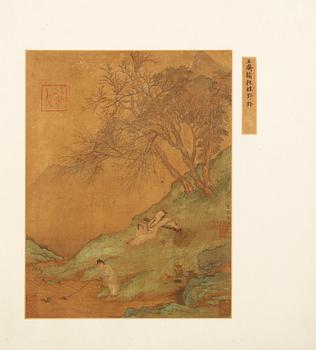 A fine album titled "Song hua ji jin ce", with 12 paintings, and 3 calligraphy, presumably Qing dynasty 17/18th Century.