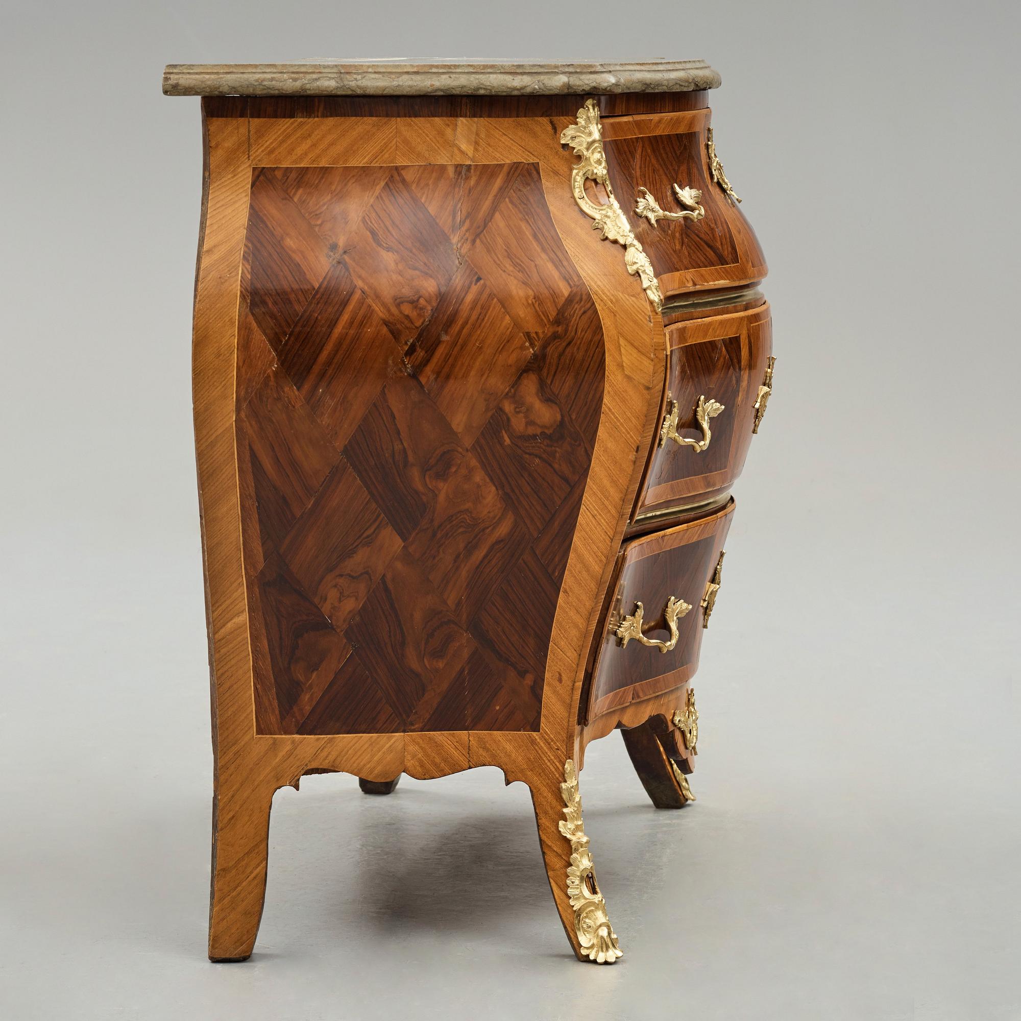 A Swedish Rococo 18th century commode presumably by Gustaf Foltiern (master in Stockholm 1771-1804).