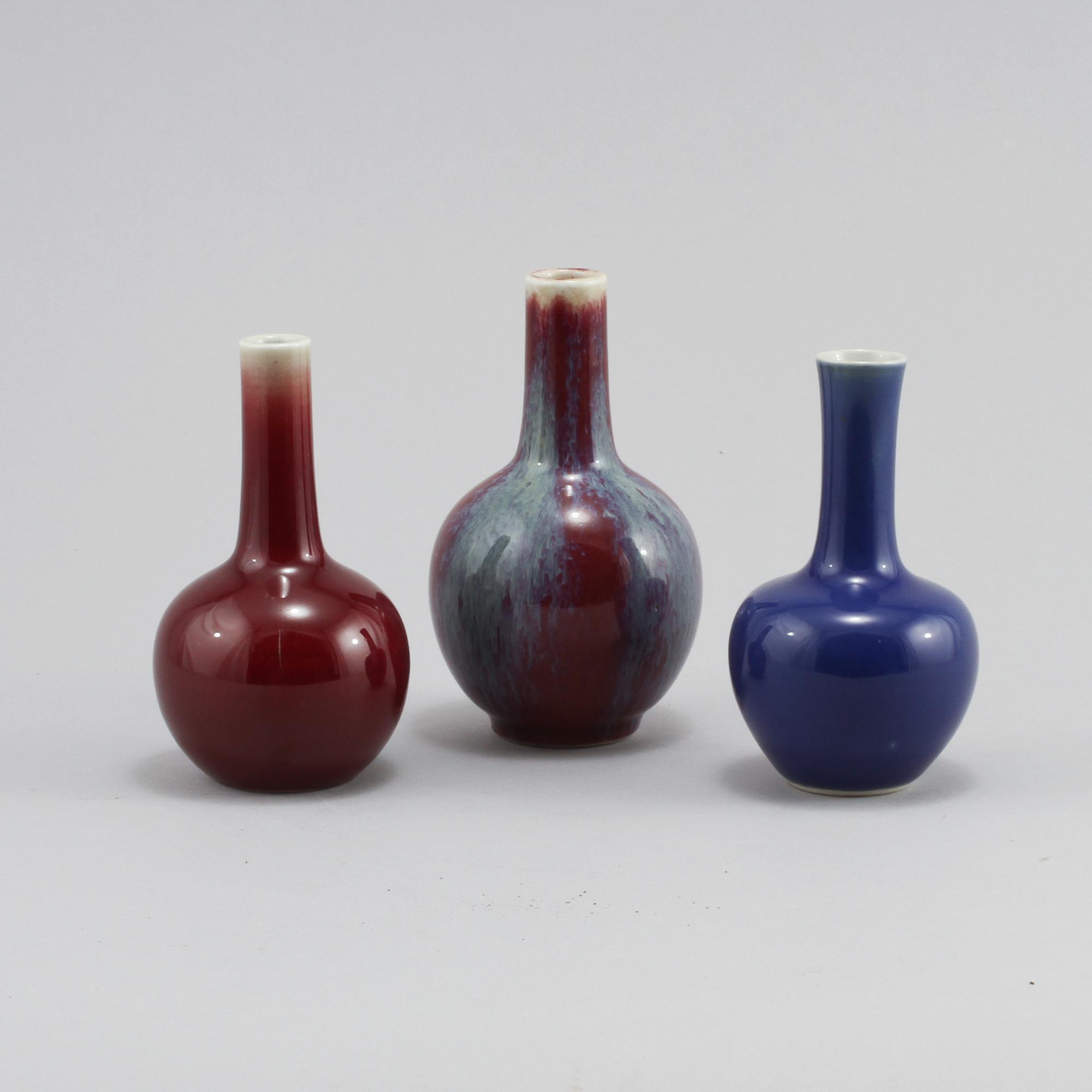 VASER, 3 st, porslin, Kina, 1900-tal/modern tillverkning.