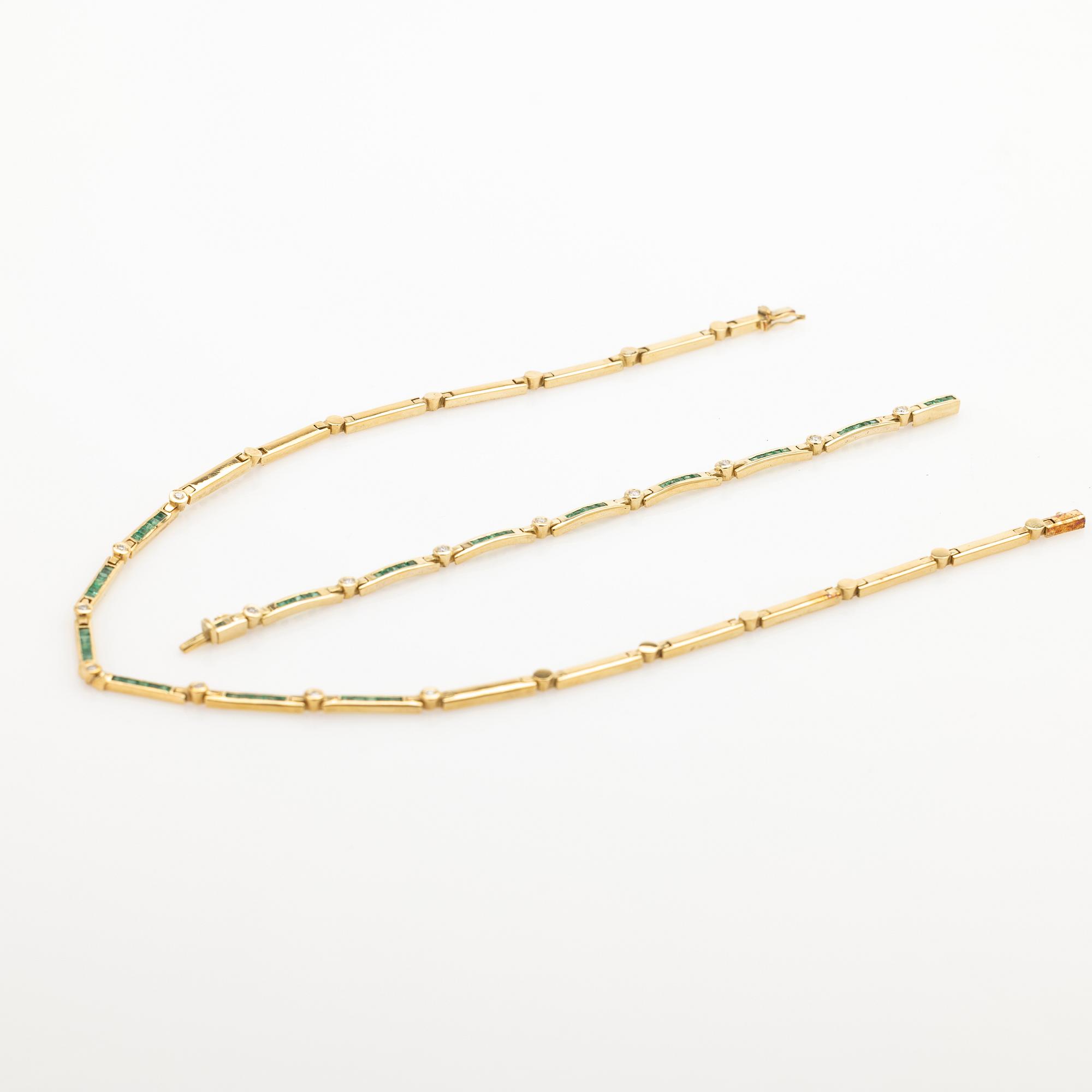 Necklace and bracelet, 18K, Old Orient.