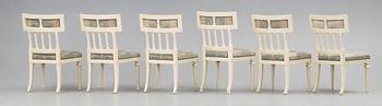 Six late Gustavian chairs by E. Ståhl, master 1794.