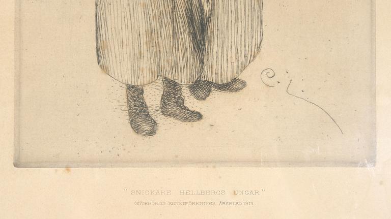 CARL LARSSON, etsning, sign i plåten.