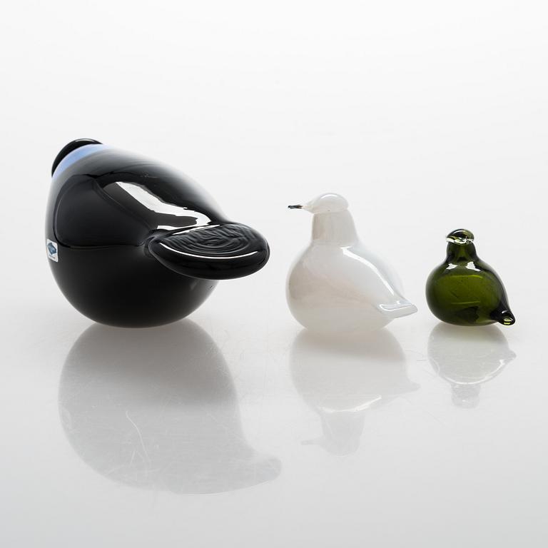 Oiva Toikka, Glasfåglar, 3 st, glas. Signerade O Toikka Nuutajärvi Notsjö.