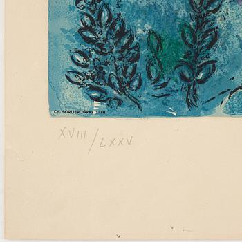 MARC CHAGALL, Litograph in colour, 1964, Charles Sorlier after Marc Chagall,  signed and numbered XVIII/LXXV.