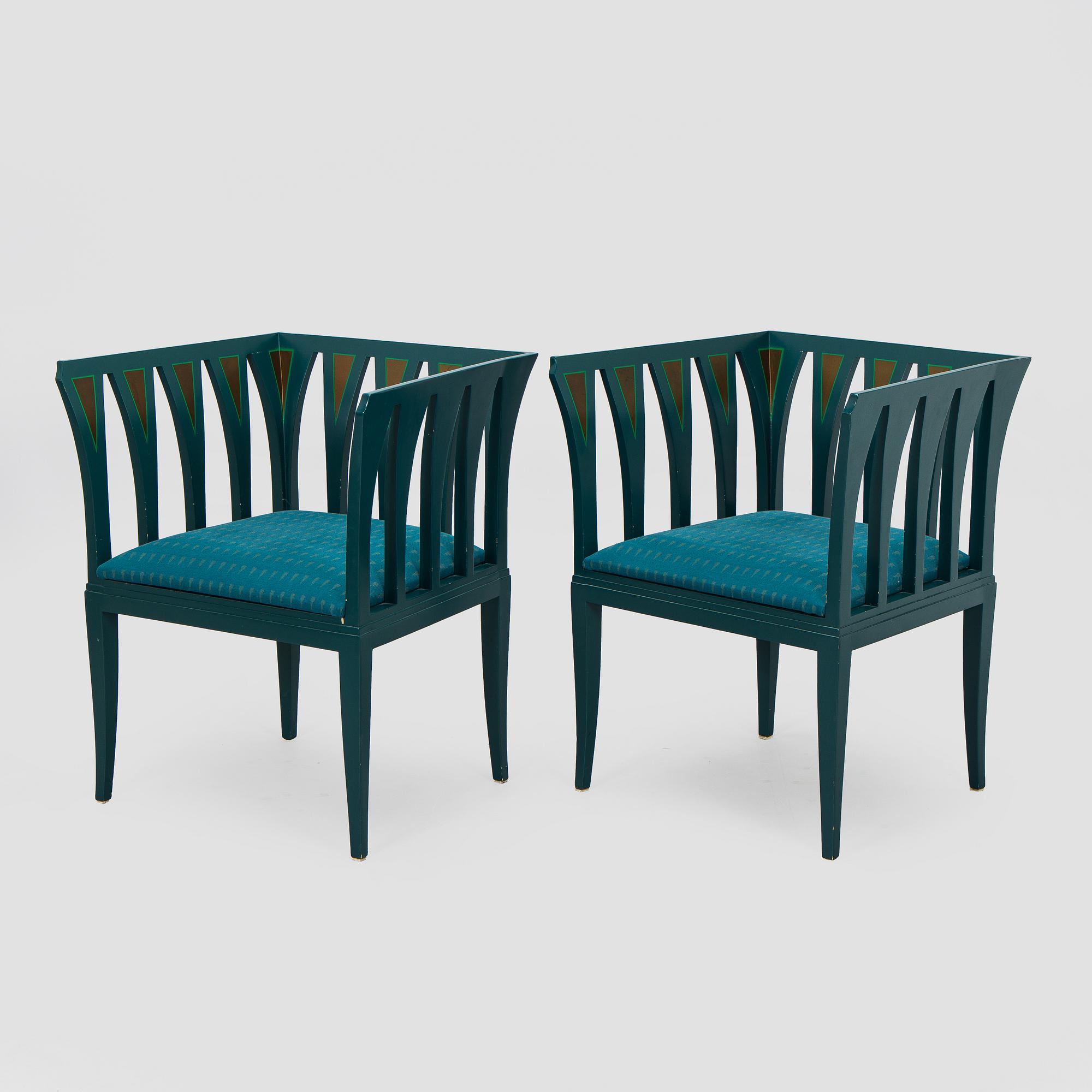 Eliel Saarinen, Fåtöljer, ett par och bord, "Blue suite" för Adelta, Finland 1980-tal.