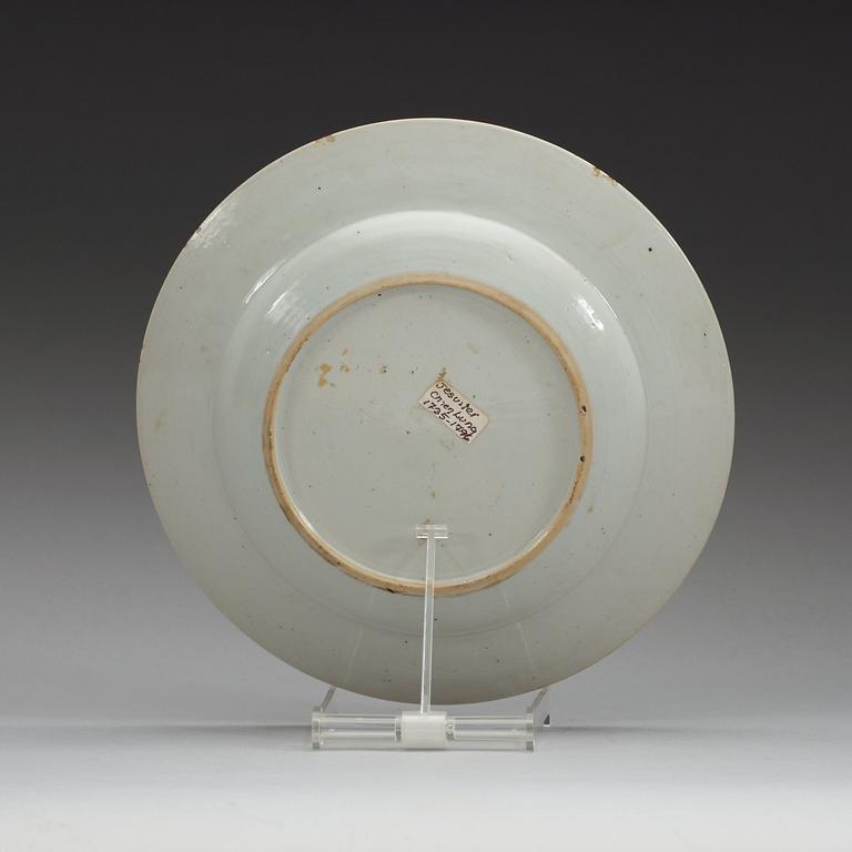 TALLRIK, kompaniporslin. Qing dynastin, Qianlong (1736-95).