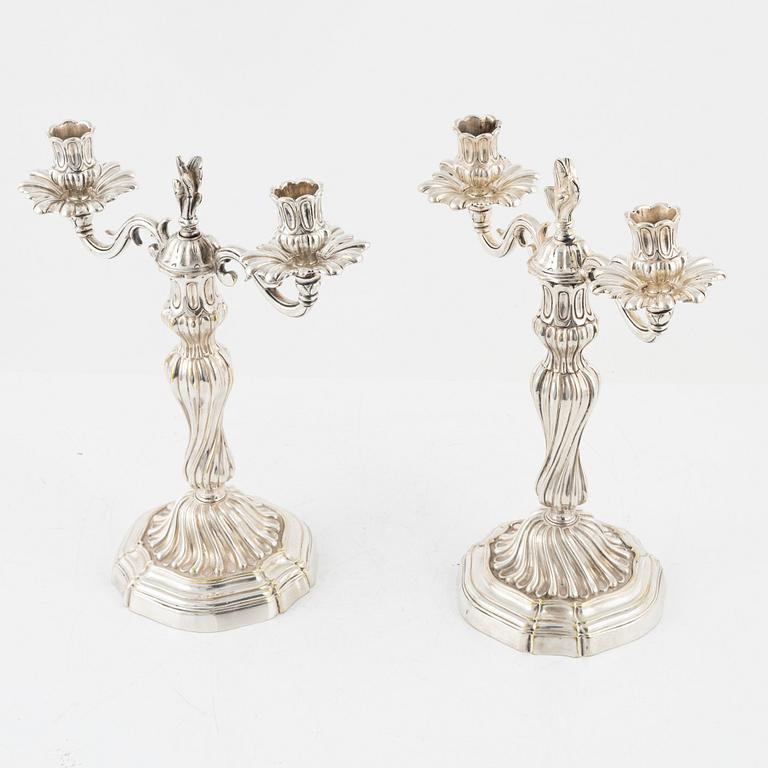 A pair of silverplated candelabras, Louis XV, 18th Century.