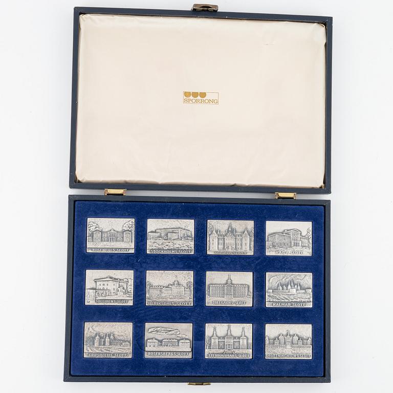 A group of twelve 'Svenska slott' silver plaques, Sporrong, Sweden, 1976.
