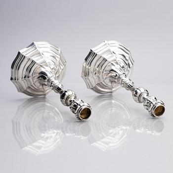 A pair of Belgian silver candlesticks, Ghent, Belgium, 1779.