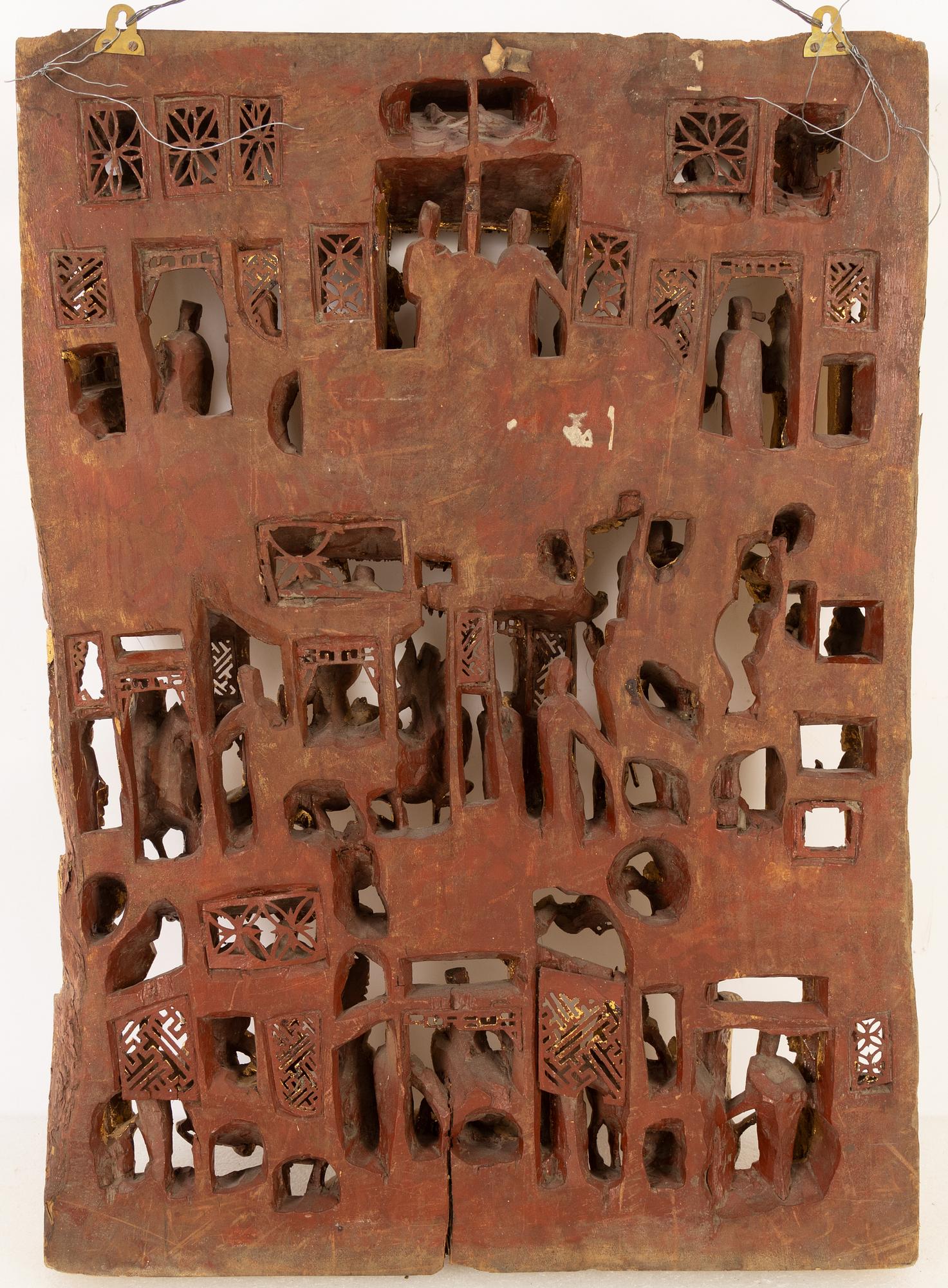 A gilded Chinese relief, Qing dynasty, 19th Century.