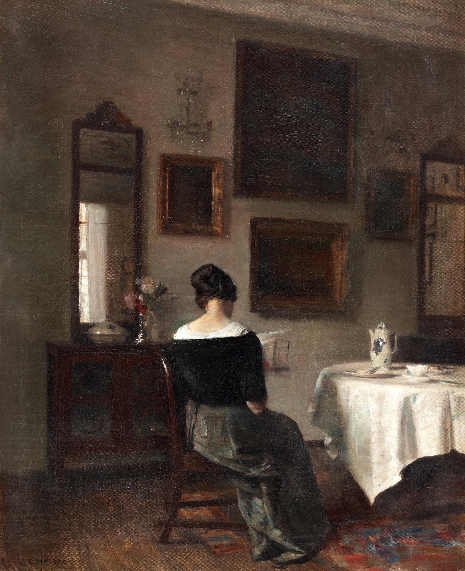 Carl Holsoe, At the breakfast table.