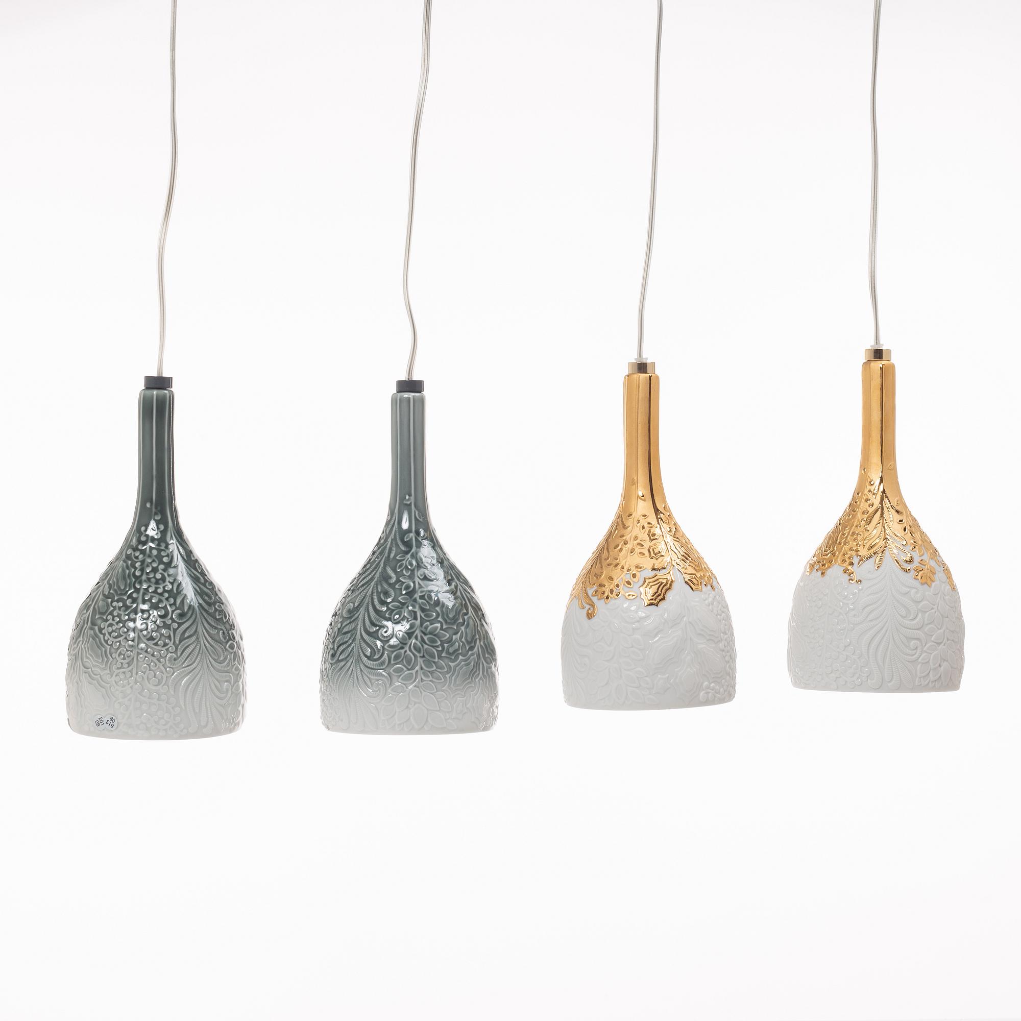 Lladró, four window lamps, "Naturofantastic lamp", Spain.