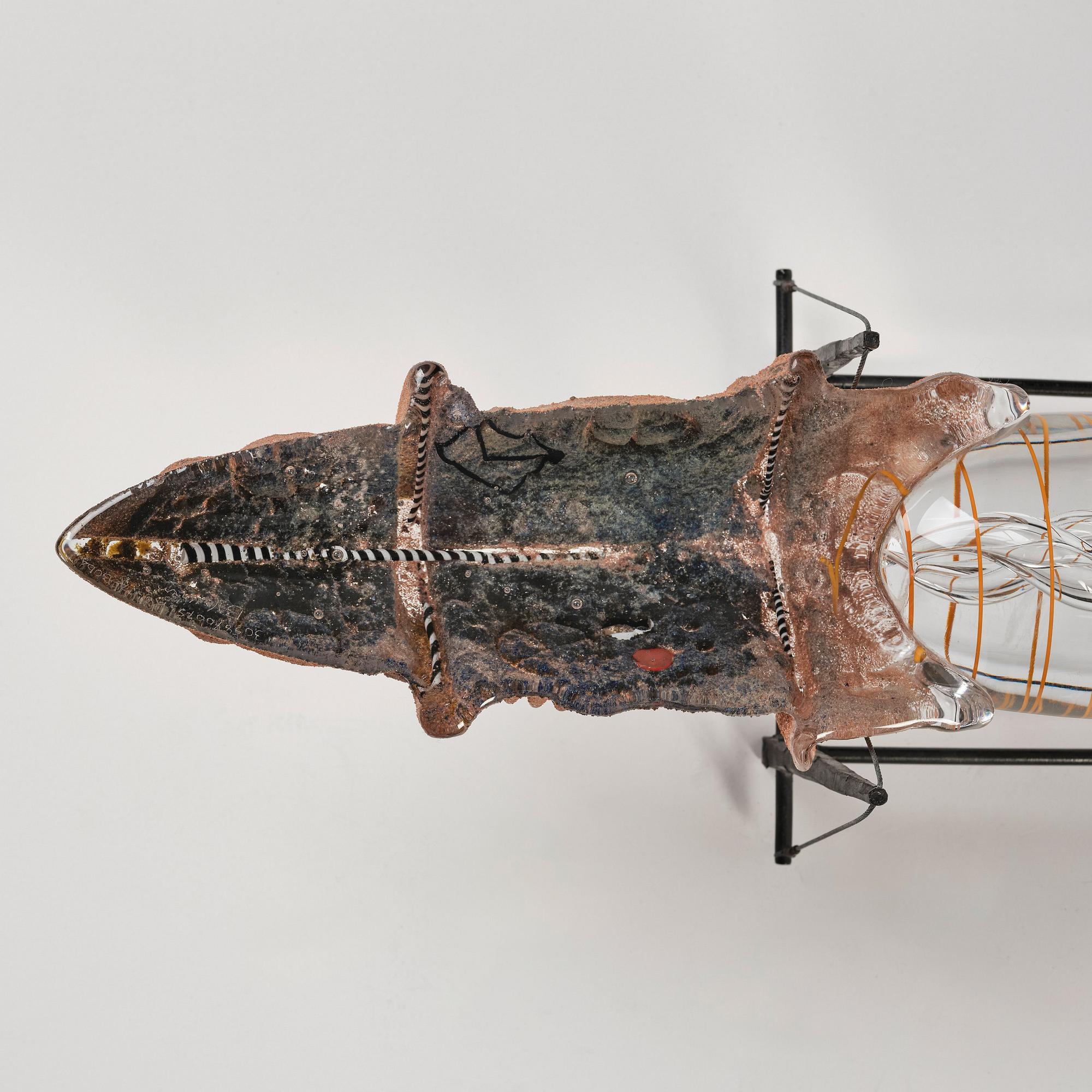 Bertil Vallien, "Precious Cargo", unik skulptur, båt, sandgjutet glas, Kosta Boda 1987.