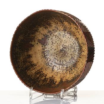 Axel Salto, a 'fluted style' sung glazed stoneware bowl, Royal Copenhagen, Denmark 1964, model 20868.