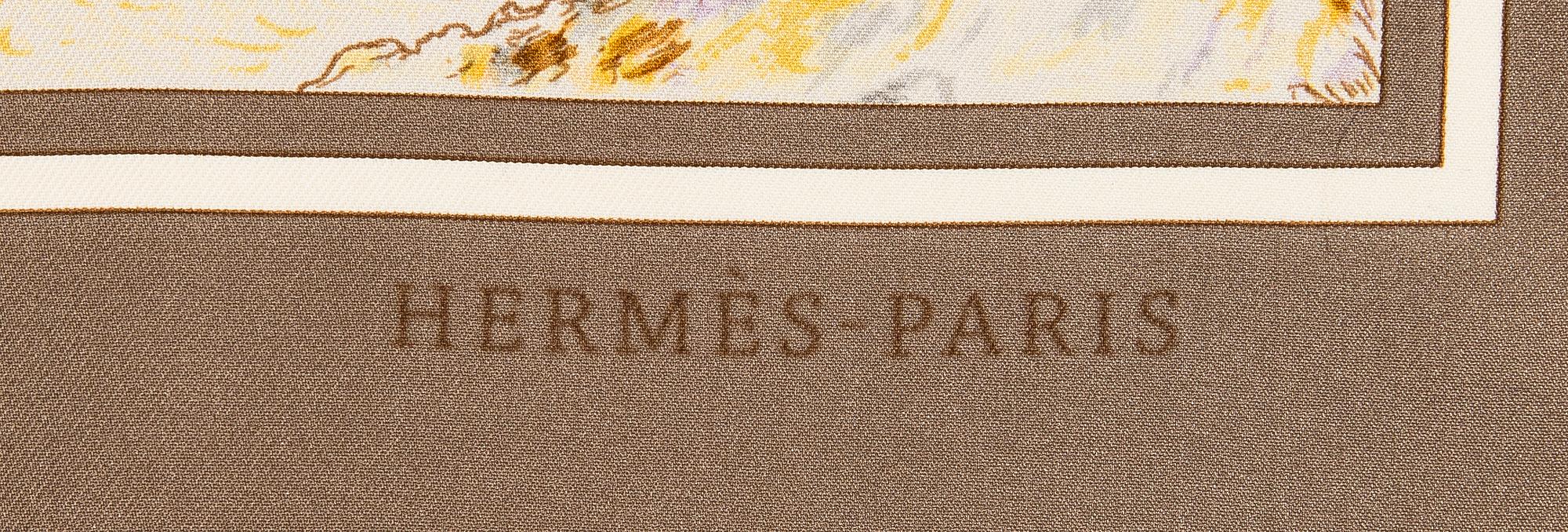 Hermès, a 'Concours d'Elegance - 1885 Limousines de Voyage' silk scarf.