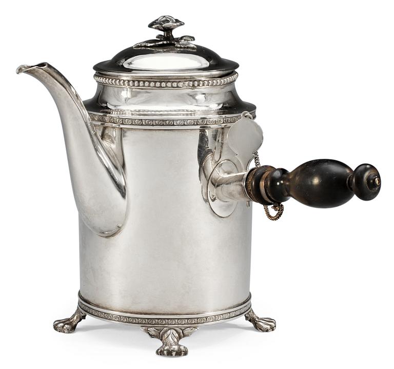 A Swedish 18th century silver coffee-pot, marks of Johan Malmstedt, Göteborg 1797.