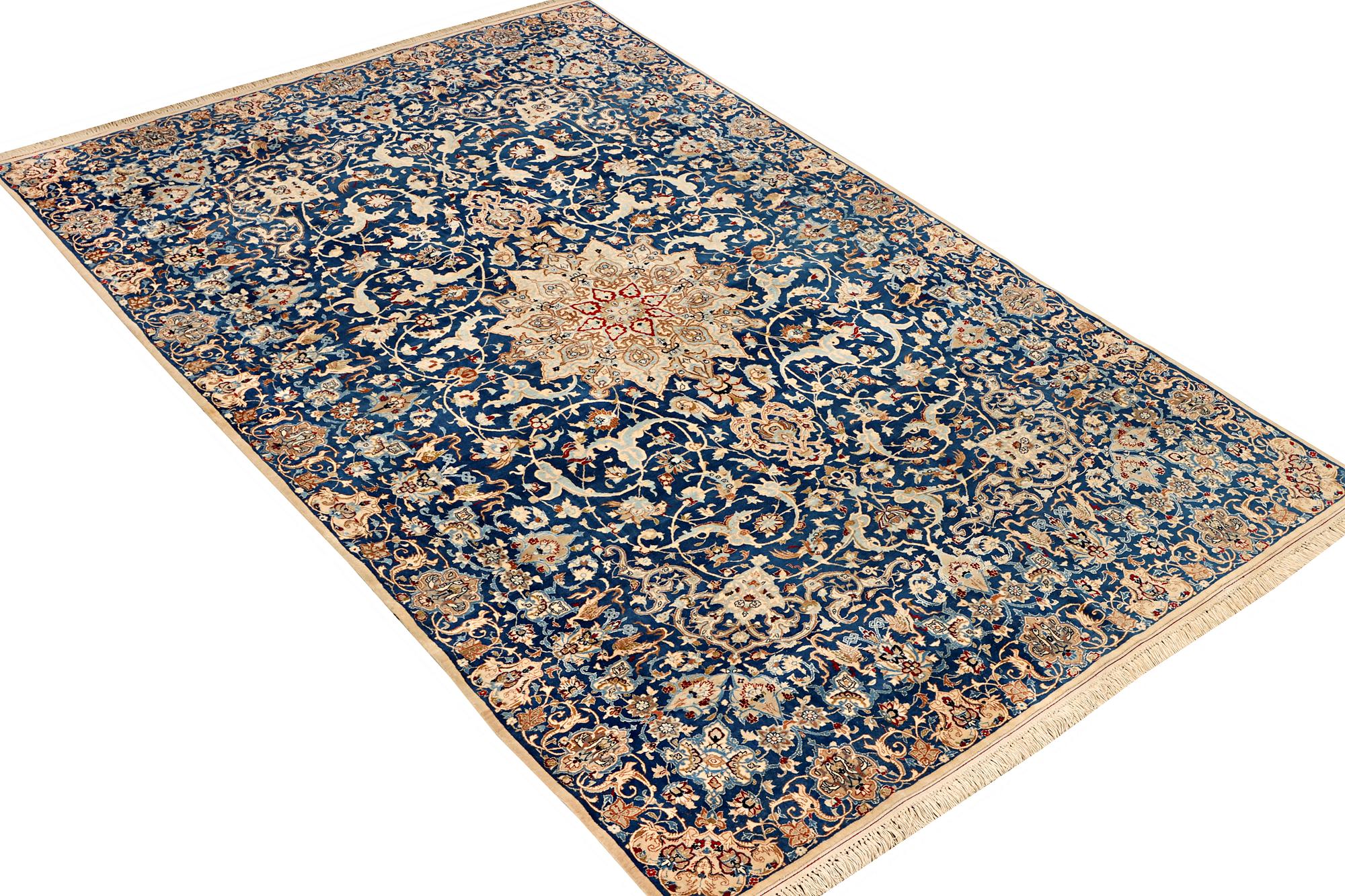 A part silk Nain carpet, 6 LA, c. 250 x 152 cm.