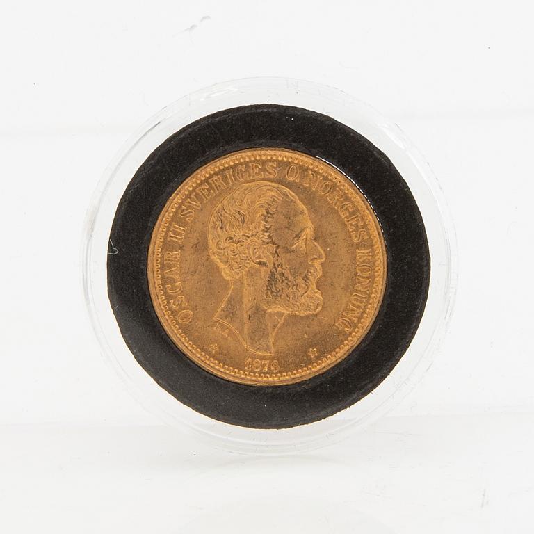 Gold coin Sweden, Oscar II 20 kr, 1876.
