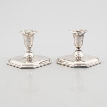A pair of Norwegian silver candlesticks, mark of Thorvald Marthinsen Sølvvarefabrik.