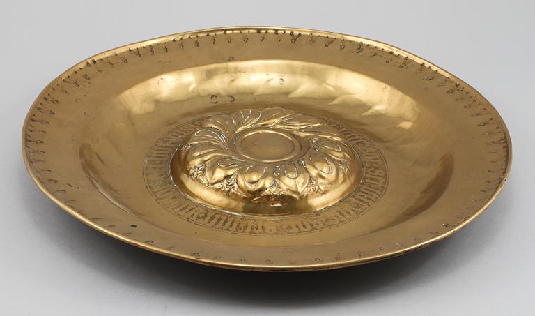 DOPFAT, mässing, troligen Sydtyskland, Nürnberg, 1500/1600-tal.