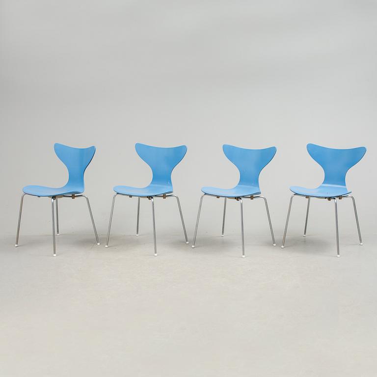 STOLAR, 4 stycken, "Liljan", Arne Jacobsen, 1970-tal.