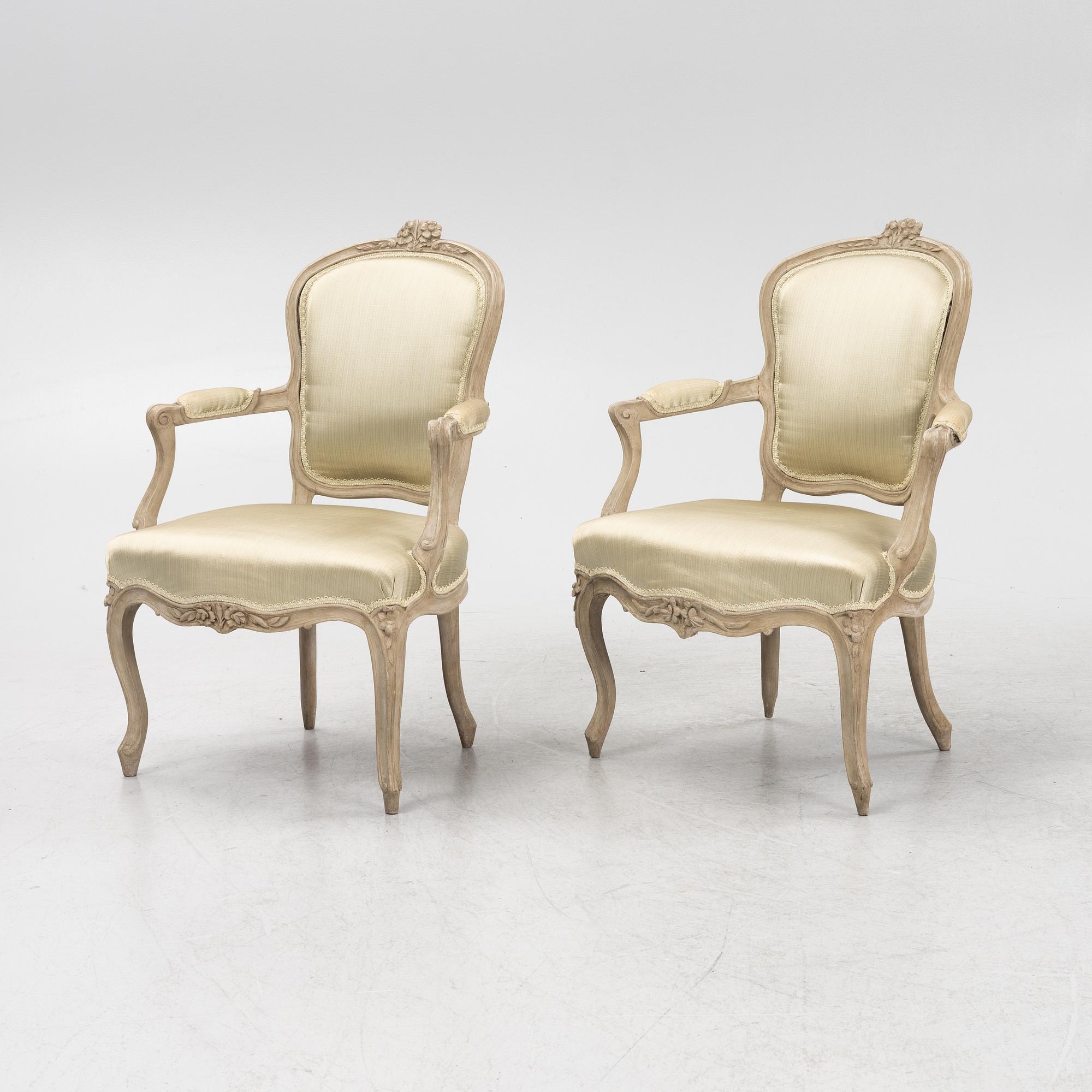 A pair of French Louis XV-style chairs, 19th Century.