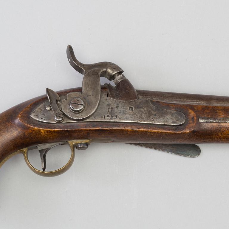 SLAGLÅSPISTOL, svensk, m/1854 för flottan, Huskvarna faktori 1859, nr 177.
