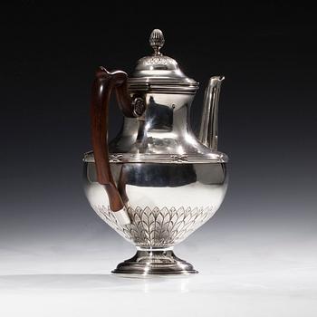 KAFFEKANNA, silver, Frankrike 1800-talets slut. Total vikt ca 610 g.