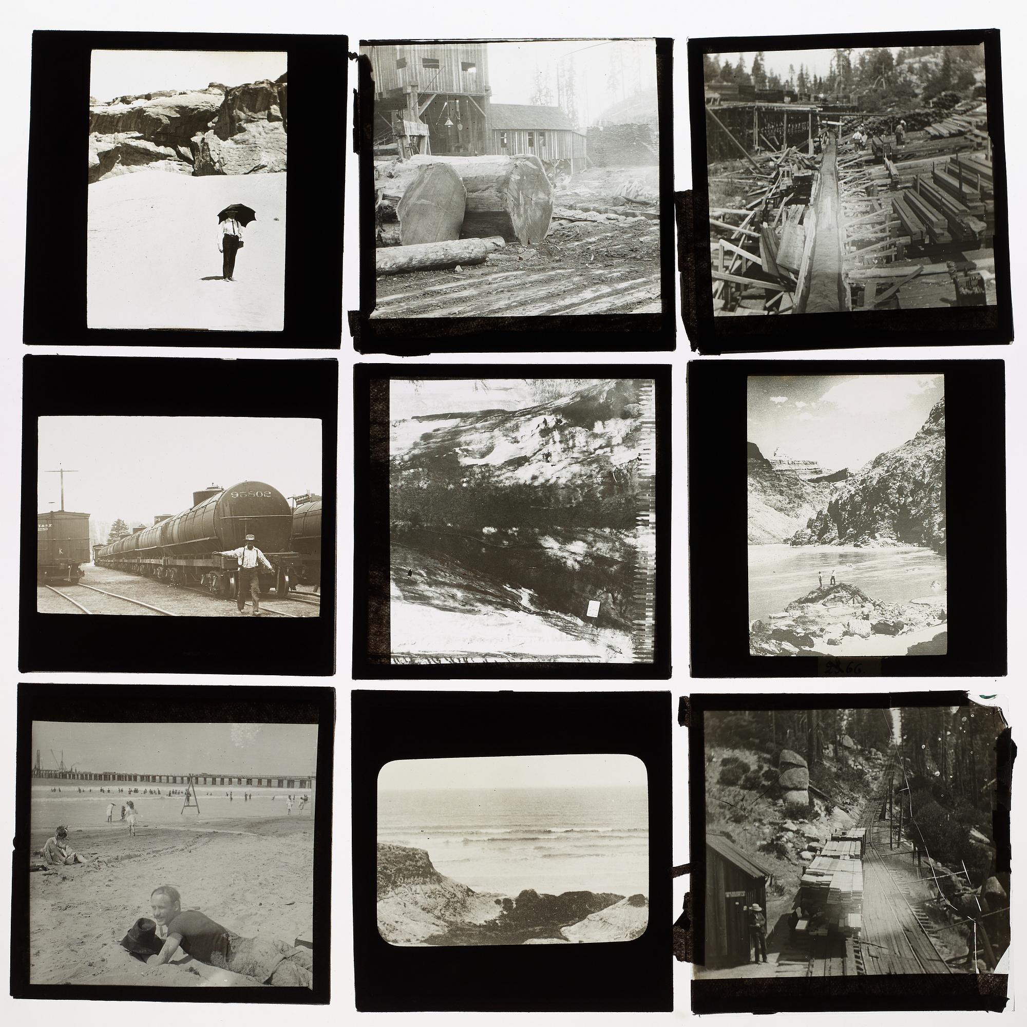FOTOGRAFIER, 72 skioptikonbilder samt 72 pappersbilder och dokumentation från Carl Lindmans resa  i USA 1904.