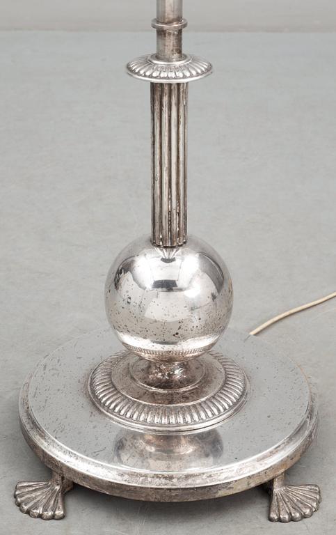 An Elis Bergh silver plated floor lamp, C.G. Hallberg, Stockholm circa 1925.