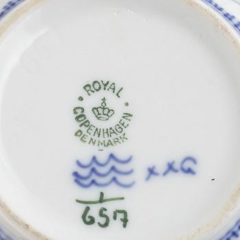 Mocha coffee service, 30 pieces, porcelain, "Musselmalet", full lace and half lace, Royal Copenhagen, Denmark.
